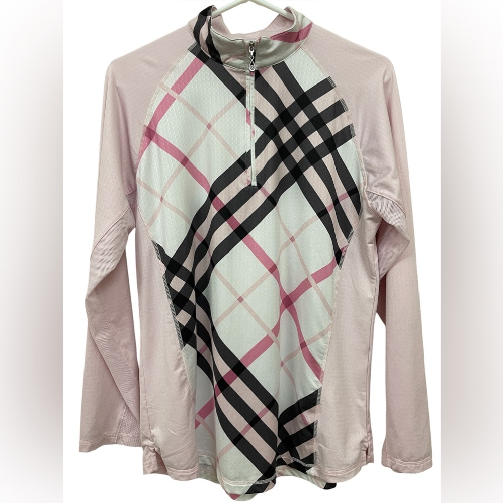 San Soleil | Ladies, Quarter Zip, Long Sleeve Mesh UPF 50 Shirt | Pink | Large |